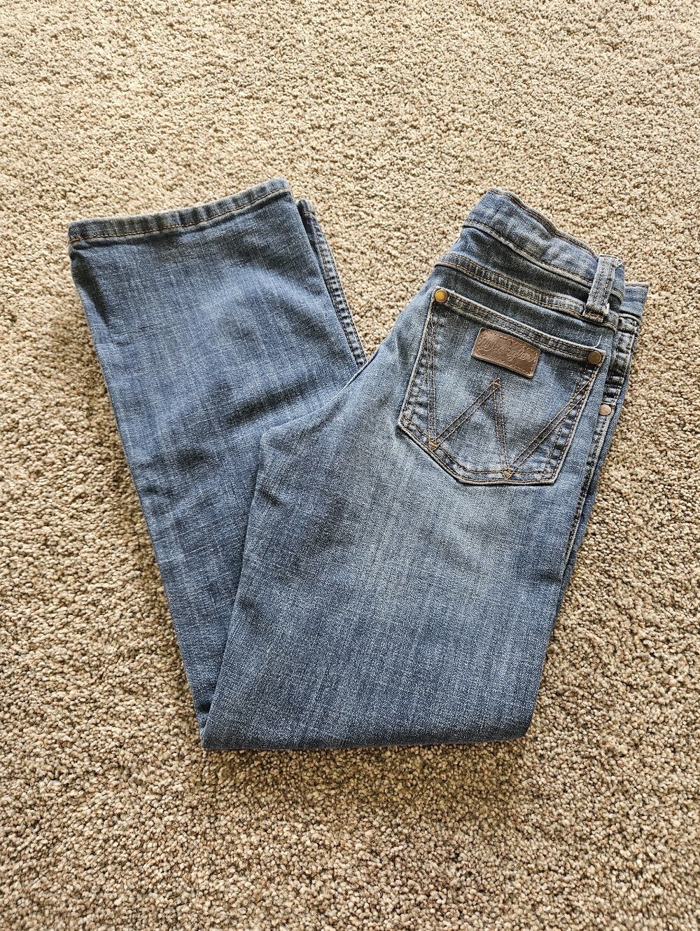 Wrangler Retro Dark Wash High Rise Adjustable Elastic Waist Kids Jeans Size 10